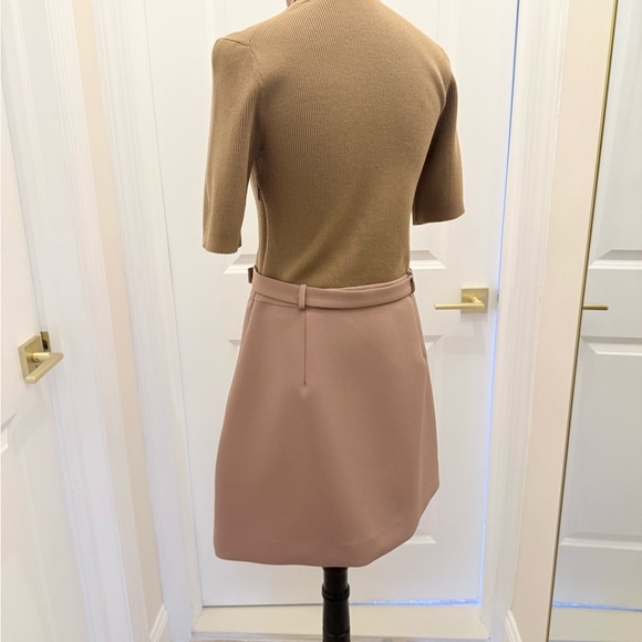 THEORY Combo Dress Bistretch Wool Twill Ribbed Sweater Turtleneck Size M - Picture 5 of 15